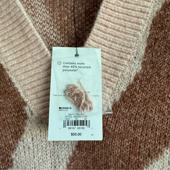 Nine West Polo V-Neck Collar Mauve Zebra Print Sweater Size Small NWT - Picture 4 of 7